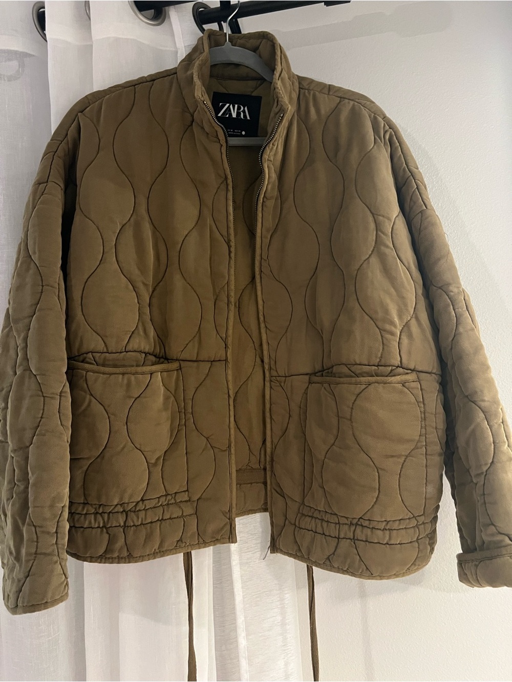 Zara Quilted Jacket in Olive Brown